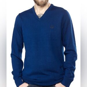 Fred Perry Merino Wool Blue V Neck sweater